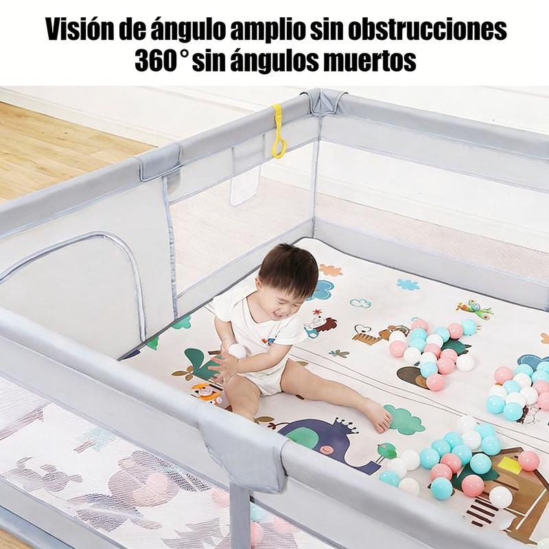 Corral de Juego para Bebé Grande, Parque de Juegos Infantil con Malla Transpirable, Centro de Actividades Seguro para Bebés con Base Antideslizante, Valla de Seguridad para Casa