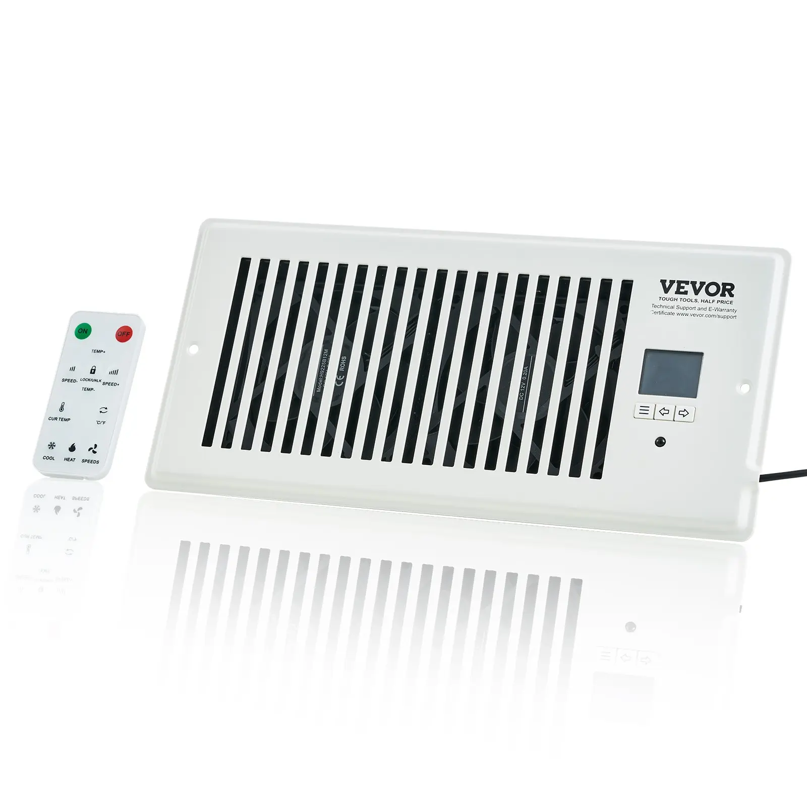 Ventilador de refuerzo silencioso para rejilla de ventilación con control remoto