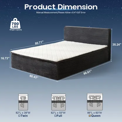 Cama portátil sin huesos, tamaño Queen, sin marco, no requiere montaje.