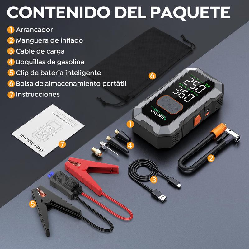 9000A Arrancador De Baterias Portátil Coche Inflador 150psi