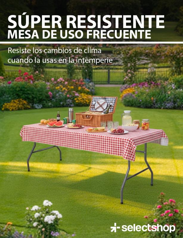 Mesa Plegable Plástico Tipo Portafolio 1.80m Jardín Portátil