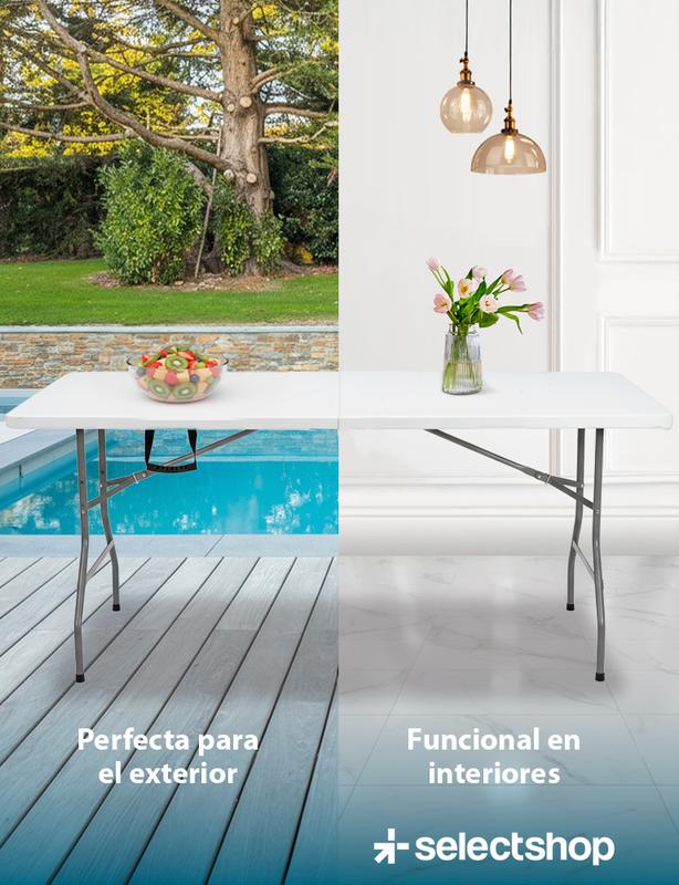 Mesa Plegable Plástico Tipo Portafolio 1.80m Jardín Portátil