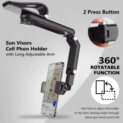 Soporte para teléfono de coche con brazo ajustable y rotación de 360°