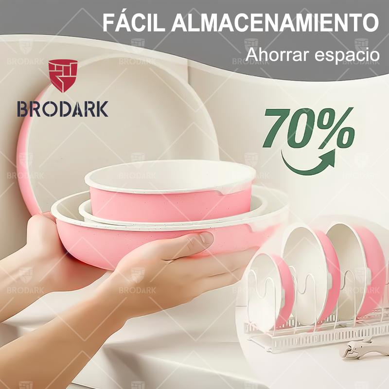 Set Desmontable 7/18/20/22 Piezas Ollas y Sartenes Serie de Colores Estilo Dopamina, Revestimiento Antiadherente Cerámico Sin PFAS, Compatible con todas las estufas y horno hasta 450°F, manijas desmontables, apto para lavavajillas