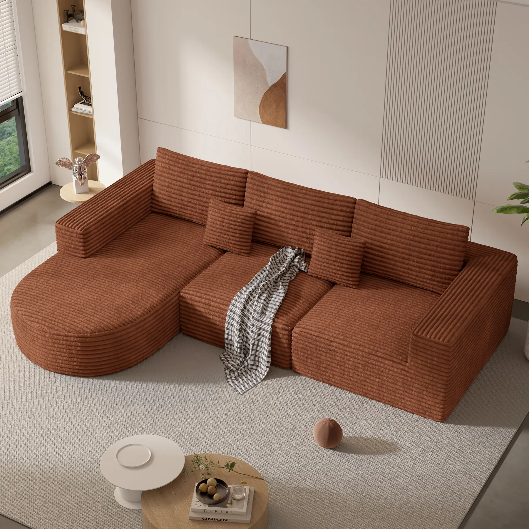 Sofá seccional modular de 110 pulgadas estilo "Cloud" – Beige, sin montaje