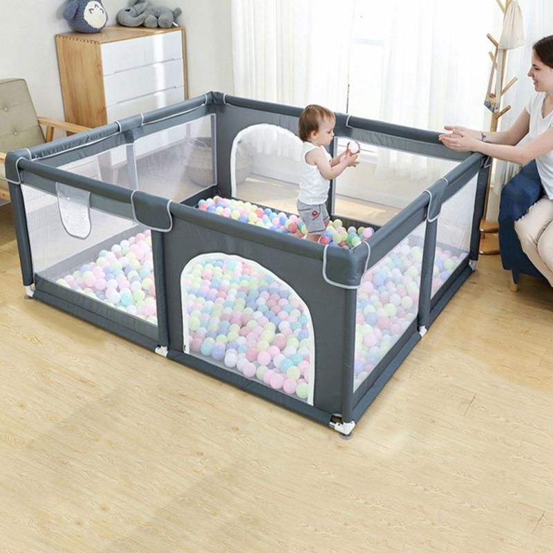 Corral de Juego para Bebé Grande, Parque de Juegos Infantil con Malla Transpirable, Centro de Actividades Seguro para Bebés con Base Antideslizante, Valla de Seguridad para Casa