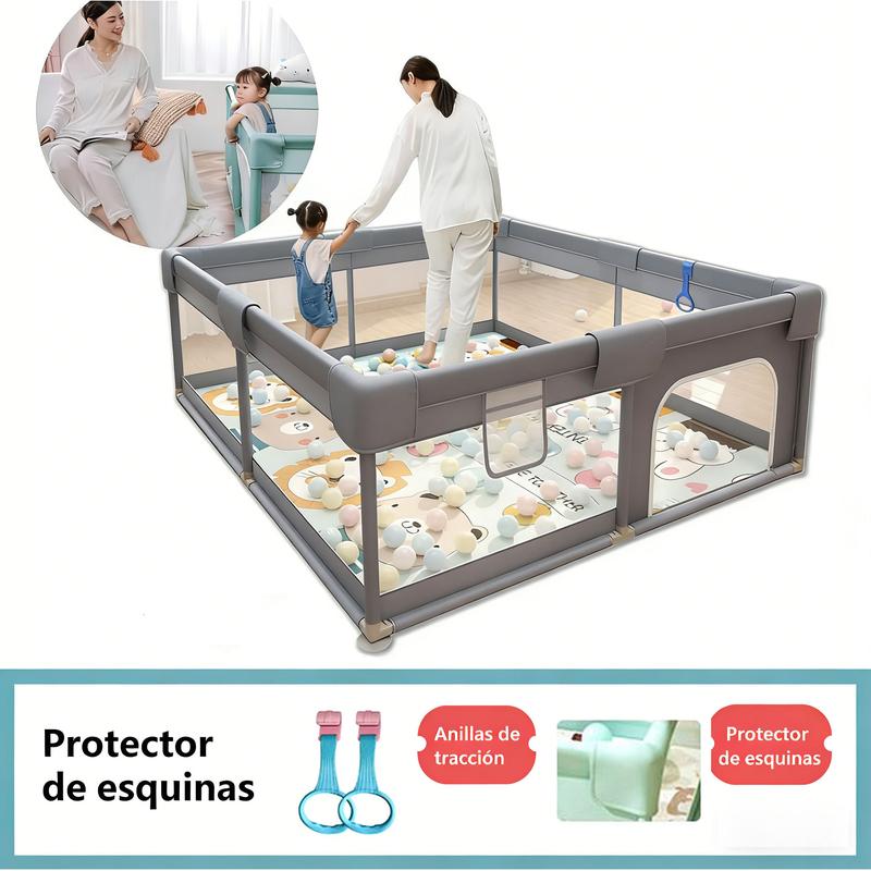 Corral de Juego para Bebé Grande, Parque de Juegos Infantil con Malla Transpirable, Centro de Actividades Seguro para Bebés con Base Antideslizante, Valla de Seguridad para Casa