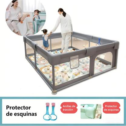 Corral de Juego para Bebé Grande, Parque de Juegos Infantil con Malla Transpirable, Centro de Actividades Seguro para Bebés con Base Antideslizante, Valla de Seguridad para Casa