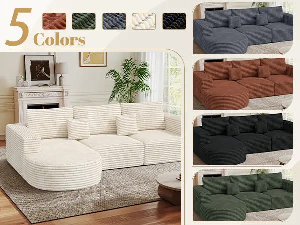 Sofá seccional modular de 110 pulgadas estilo "Cloud" – Beige, sin montaje