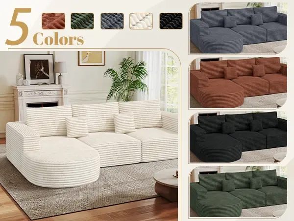Sofá seccional modular de 110 pulgadas estilo "Cloud" – Beige, sin montaje