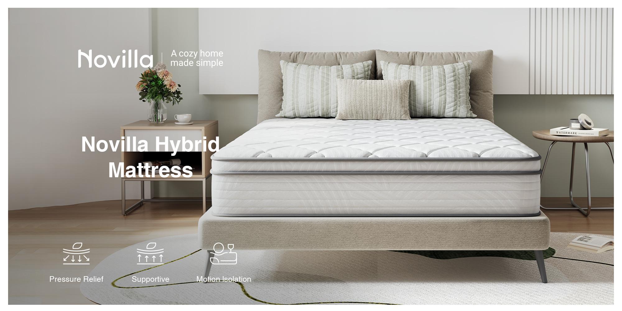 Fiberglass-Free Full/Queen/King  Medium Gel Memory Foam Hybrid Mattress -12/14 Inch-Perfect Balance of Softness & Firmness: High-Quality Mattress for All Sleepers & Body Alignment-Motion Isolation Mattress,Back To School