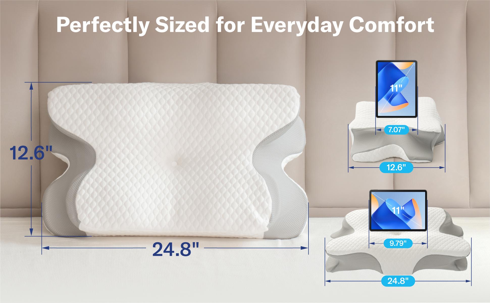 Alcedo Cervical Pillow for Cozy Sleep, Odorless Ergonomic Contour Memory Foam, Orthopedic Bed Pillow for Side, Back, and Stomach Sleepers