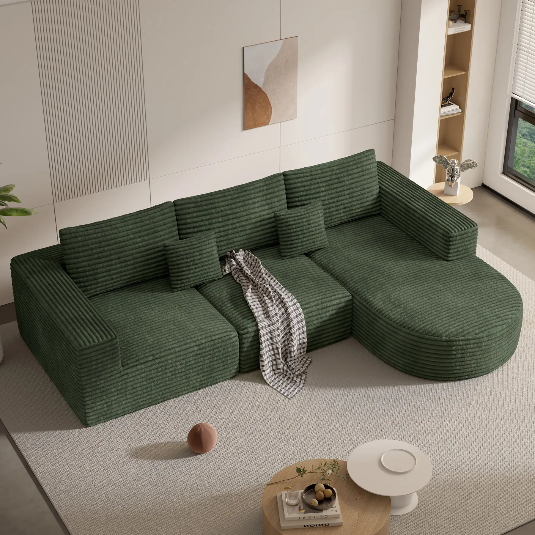 Sofá seccional modular de 110 pulgadas estilo "Cloud" – Beige, sin montaje