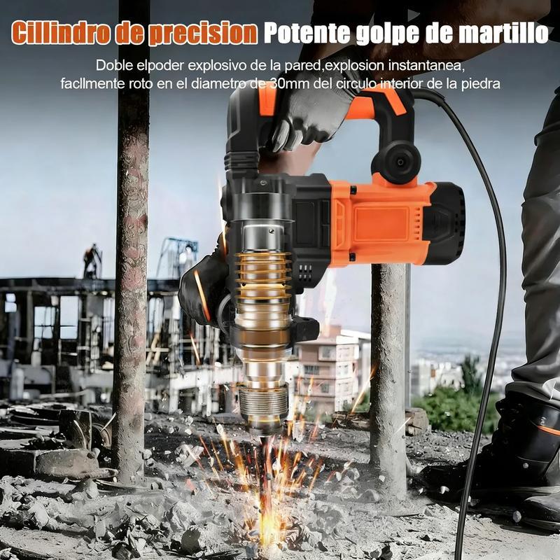 Rotomartillo Eléctrico SDS Plus Industrial, 1050 RPM, Taladro y Cincelador Multifuncional, Herramienta Eléctrica para Construcción