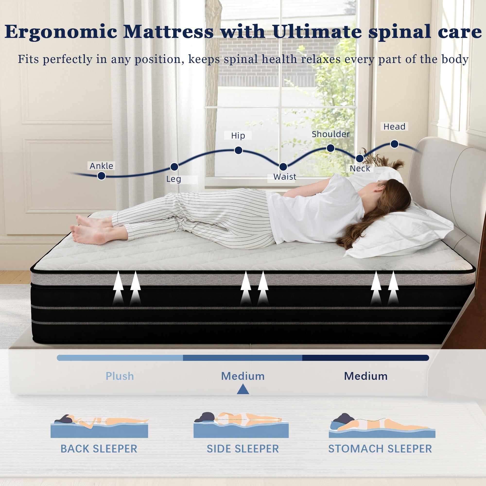 SummerSales 12/14 Inch Hybrid Mattress in a Box,T/F/Q/K  Size - Medium Firm Memory Foam, Skin-Friendly Back Pain Relief, Easy Setup, Sweet Dream Bedding