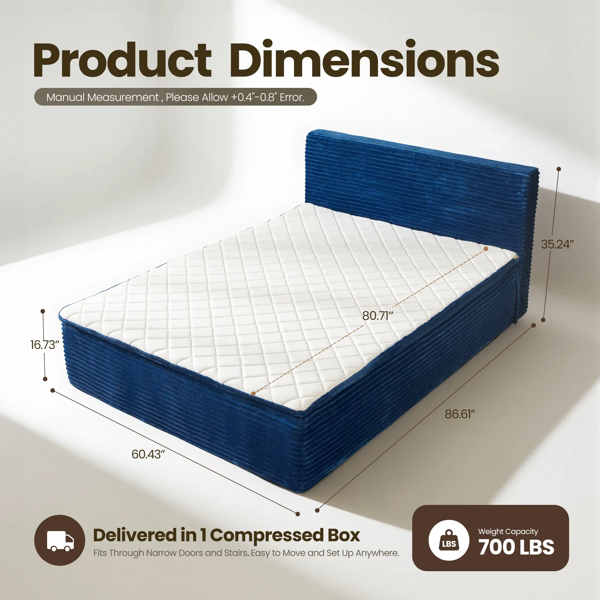 Cama portátil sin huesos, tamaño Queen, sin marco, no requiere montaje.