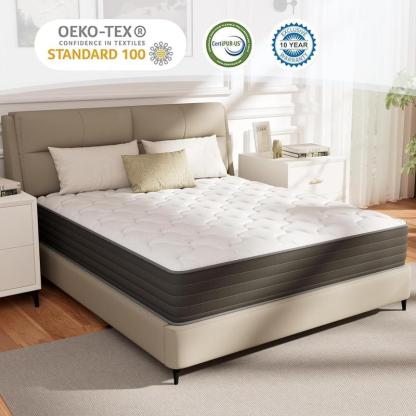 Colchón Matrimonial Híbrido en Caja | Resortes Independientes con Aislamiento de Movimiento | Espuma Viscoelástica de Alta Densidad para Alivio Lumbar y Confort  Colchón cama nube
