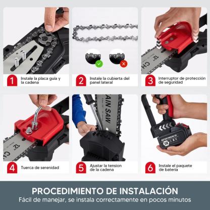 Motosierra Electrica Inalambrica Portátil 12in 1200w 3cadena