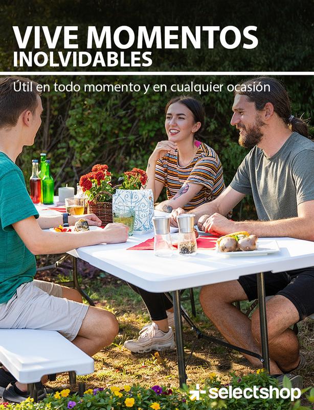 Mesa Plegable Plástico Tipo Portafolio 1.80m Jardín Portátil