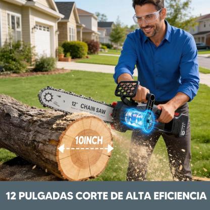 Motosierra Electrica Inalambrica Portátil 12in 1200w 3cadena