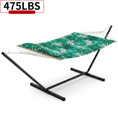Hamaca doble portátil con soporte de acero para relajarse al aire libre
