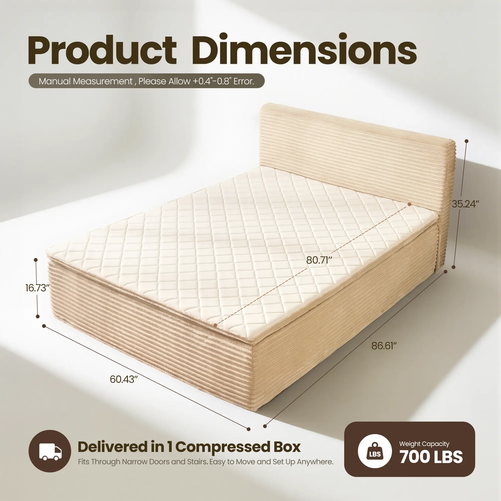 Cama portátil sin huesos, tamaño Queen, sin marco, no requiere montaje.