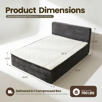 Cama portátil sin huesos, tamaño Queen, sin marco, no requiere montaje.