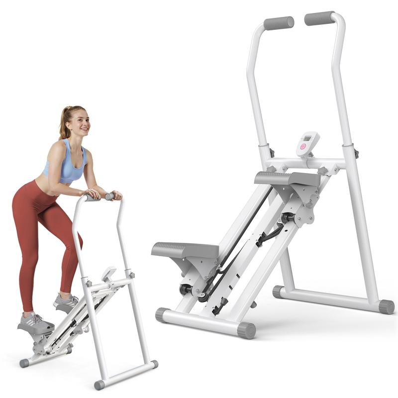 Stepper de Escalera con Manillar Pantalla LCD Capacidad 300LBS Máquina de Ejercicio Climber para Entrenamientos en Casa Equipo de Fitness para Mujeres y Hombres