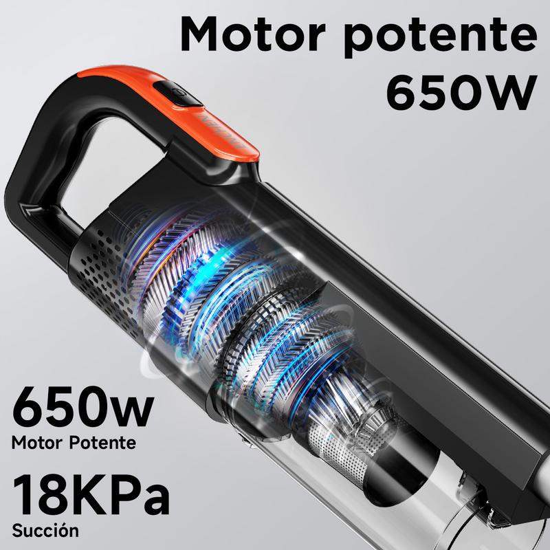 ENCHEN V3 Aspirador, Aspirador vertical y de mano 2 en 1, 650W Succión potente y limpieza conveniente | Succión ultra fuerte, filtración y limpieza de alta eficiencia, caja de polvo de gran capacidad de 1.2L, ligera y duradera para satisfacer las necesida