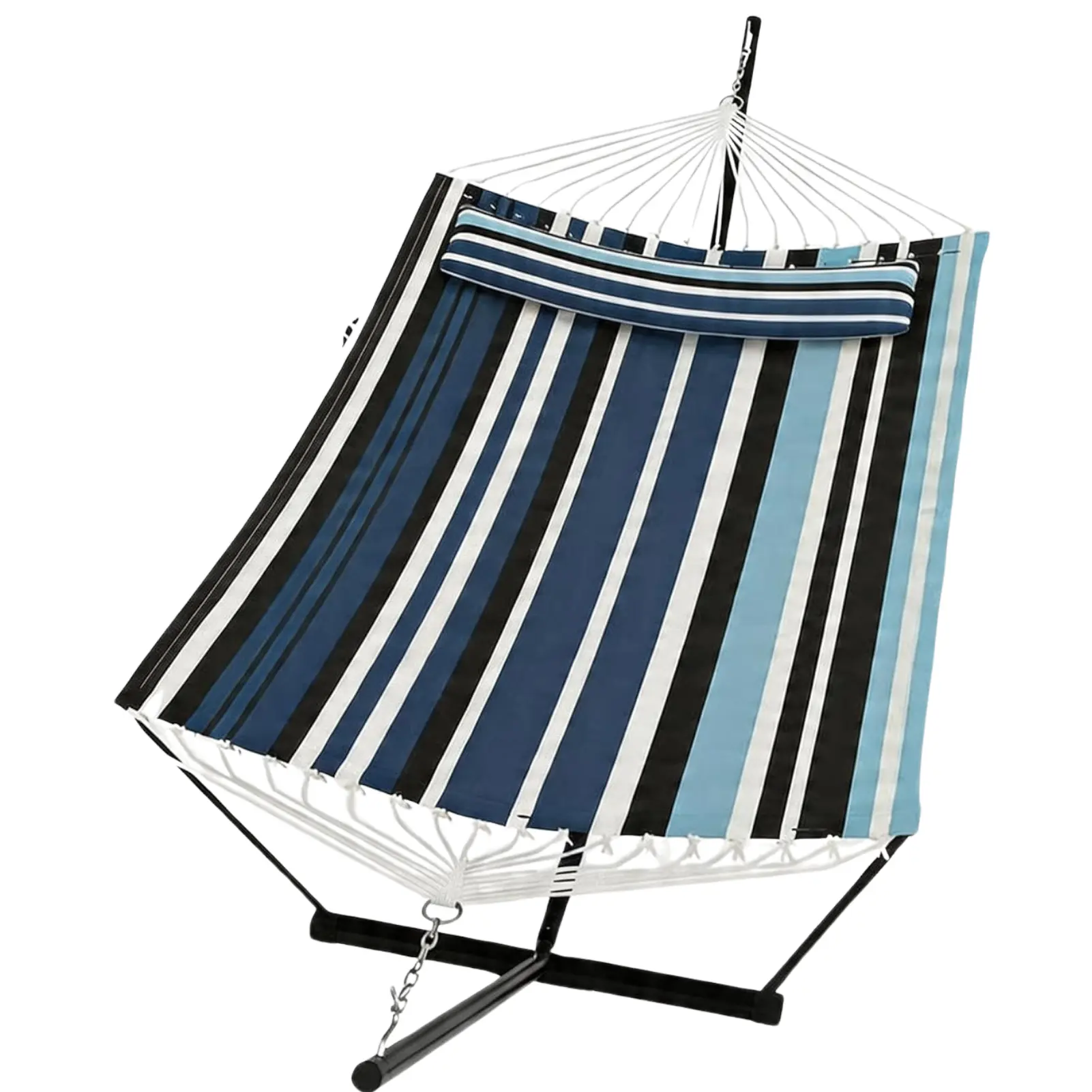 Hamaca doble portátil con soporte de acero para relajarse al aire libre