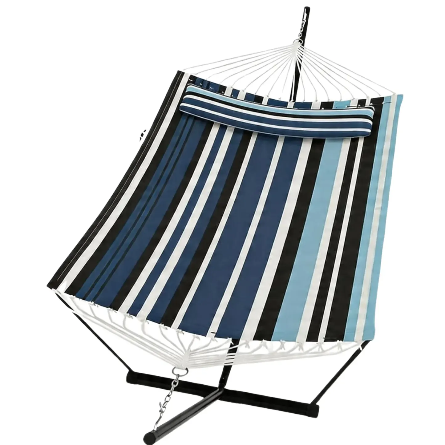 Hamaca doble portátil con soporte de acero para relajarse al aire libre