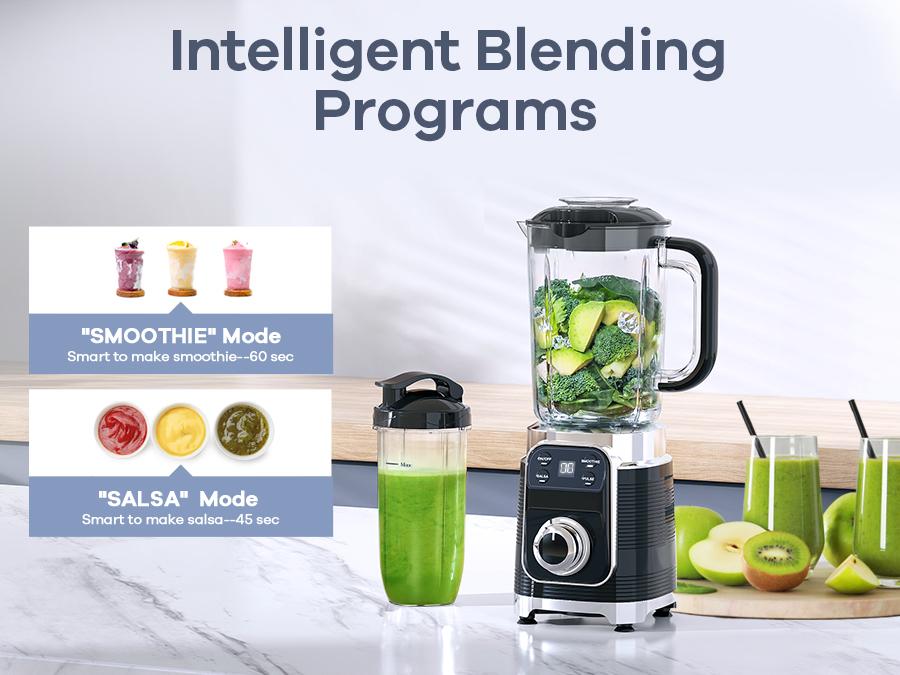 Ganiza Professional Smoothie Blender 1100W Motor 25000 RPM 8 Auto Programs for Frozen Fruits Ice 64 oz Large 12-in-1 Countertop Blender Dishwasher Safe Multifunctional Juicer food processor nutribullet vitamix juicer machine