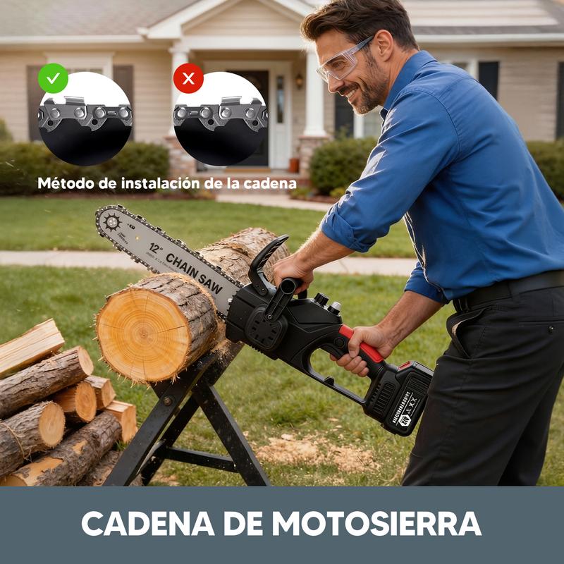 Motosierra Electrica Inalambrica Portátil 12in 1200w 3cadena