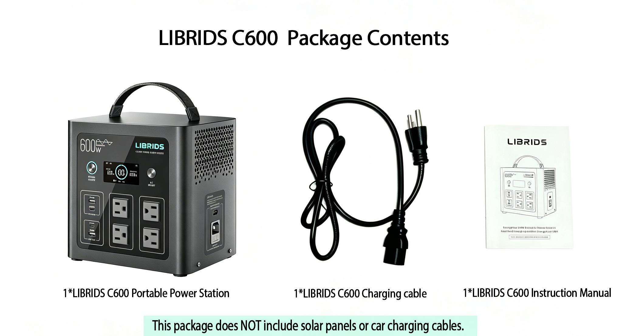 LIBRIDS C600 Portable Power Station for Home Backup,Camping ,Outages, Solar Generator,640Wh LiFePO4 Battery 8 Ports Ultra-Fast 0-80% Charging in 1Hr,Emergency Supply,Travel RVs Emergencies Gas Generator Alternative Charging Rechargeable