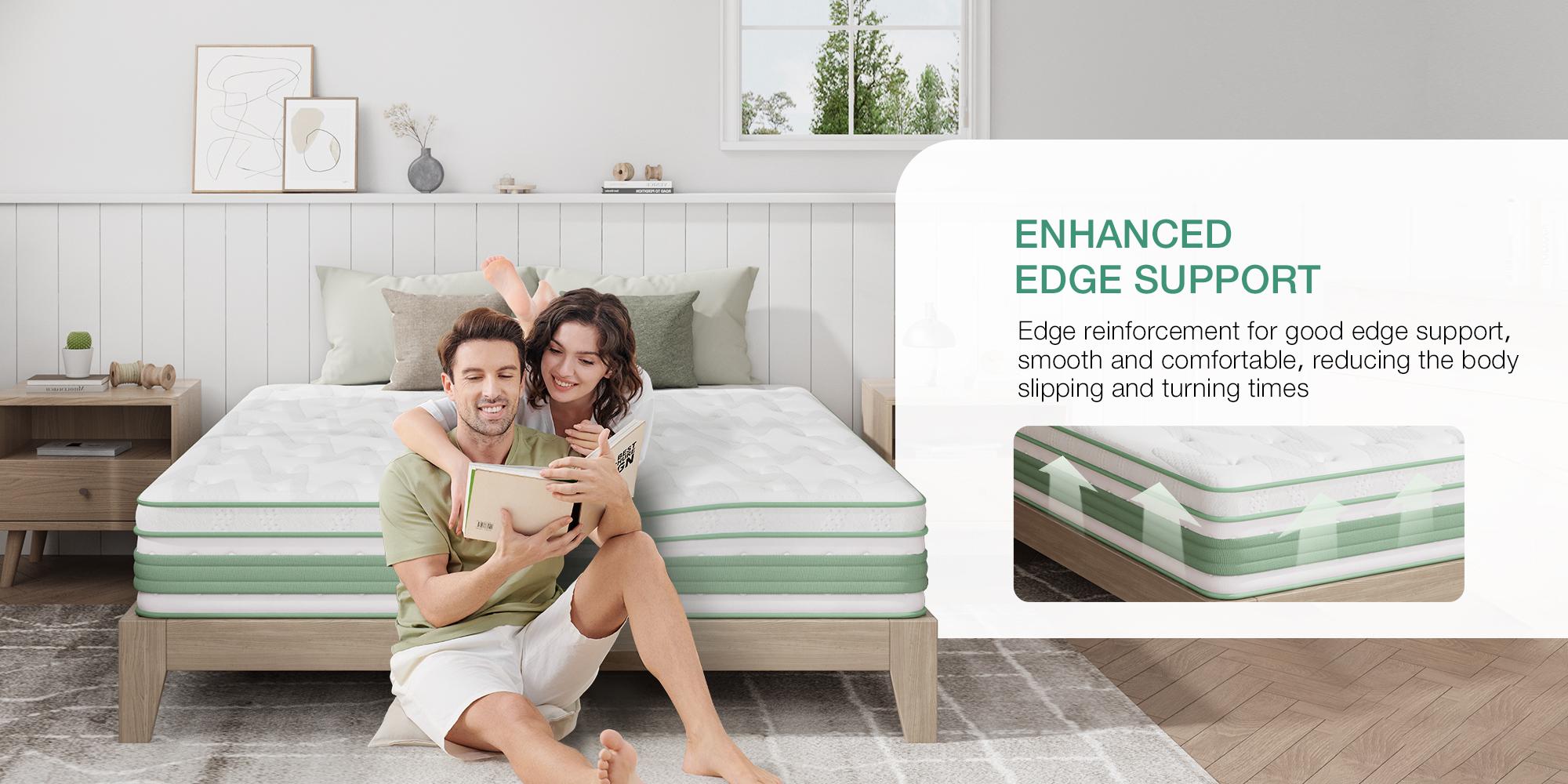 Fiberglass-Free Full/Queen/King  Medium Gel Memory Foam Hybrid Mattress -12/14 Inch-Perfect Balance of Softness & Firmness: High-Quality Mattress for All Sleepers & Body Alignment-Motion Isolation Mattress,Back To School