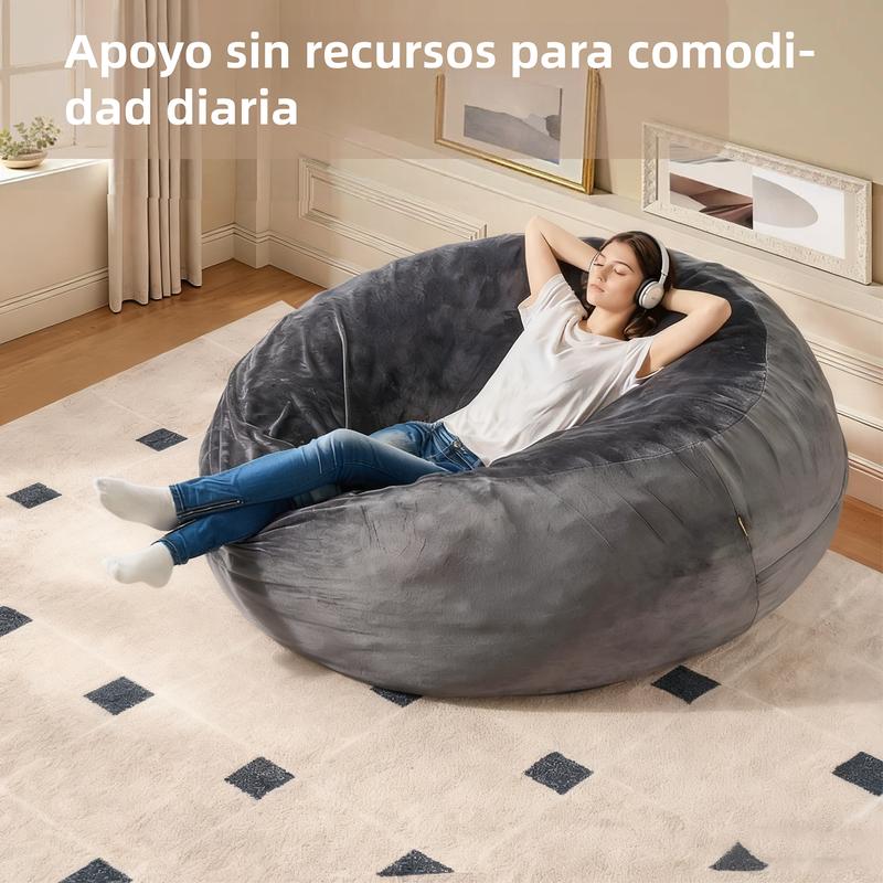 Sofá tipo puf para gente perezosa — Espuma viscoelástica de alta resiliencia — Funda de franela extraíble y lavable — Tamaño extragrande (prellenado) 05