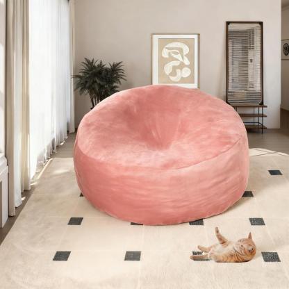 Sofá tipo puf para gente perezosa — Espuma viscoelástica de alta resiliencia — Funda de franela extraíble y lavable — Tamaño extragrande (prellenado) 05