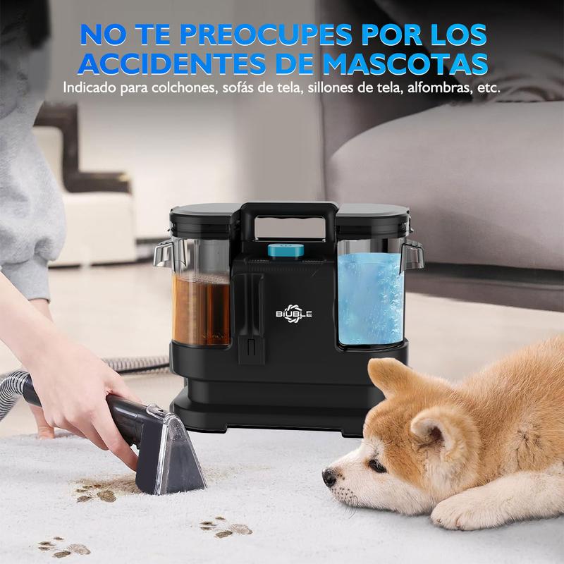 Aspiradora Limpiadora Lava Alfombra Tapicería De Inyección Succión , Máquina De Limpieza De Telas Para Sofá, Alfombra, Cortina Y Cama, Cepillo Profundo, Doble Tanque De Agua, Familias con mascotas