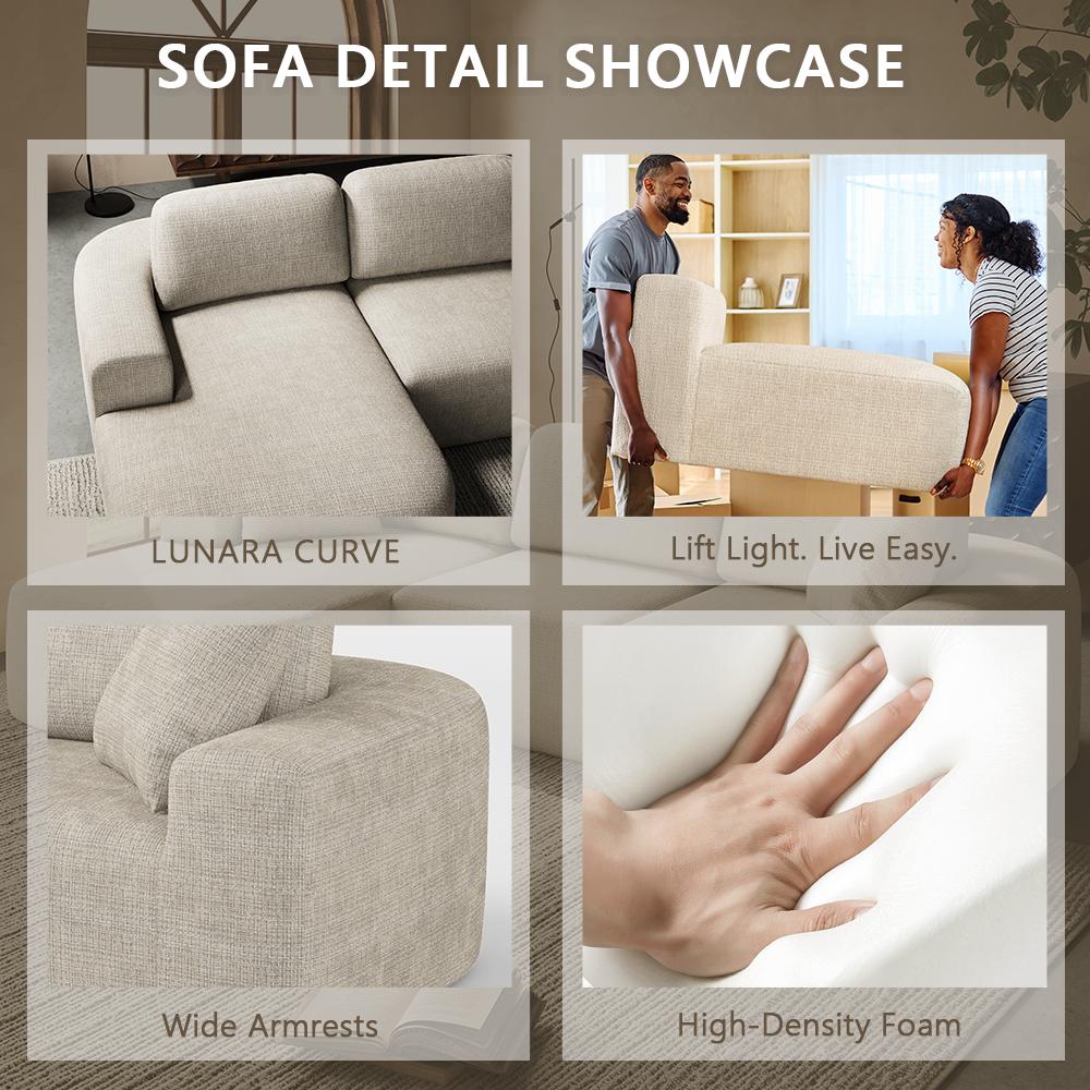 [DealsForYouDays - 2 PGKS] 107'' Modular Sectional Boneless Sofa Couch with Chaise, No Assembly Required, Modern Woven-Textured Upholstery, Convertible L-Shaped Design for Living Room,Gifts for the Whole Family: Husband & Wife, Mom & Dad summergarde