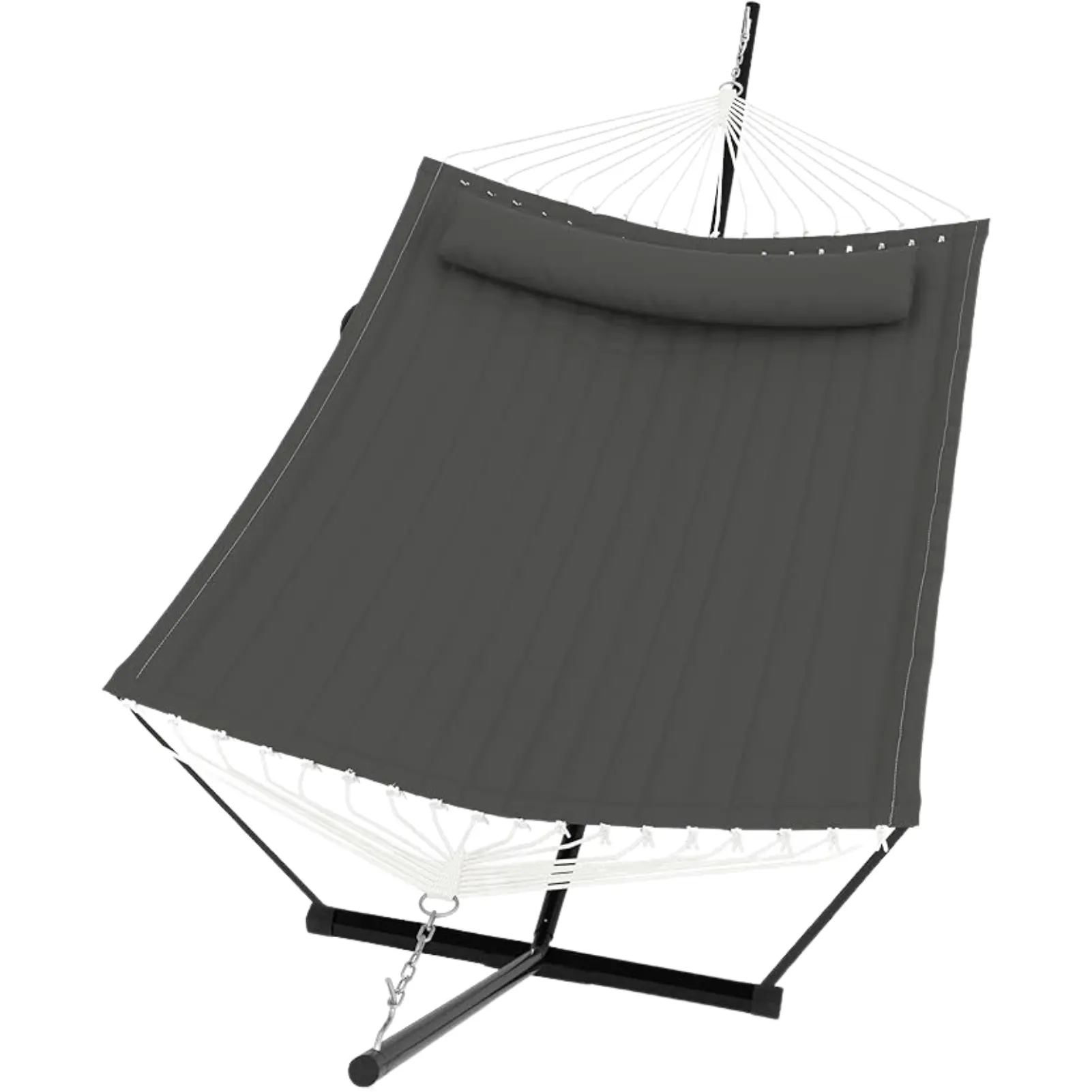 Hamaca doble portátil con soporte de acero para relajarse al aire libre