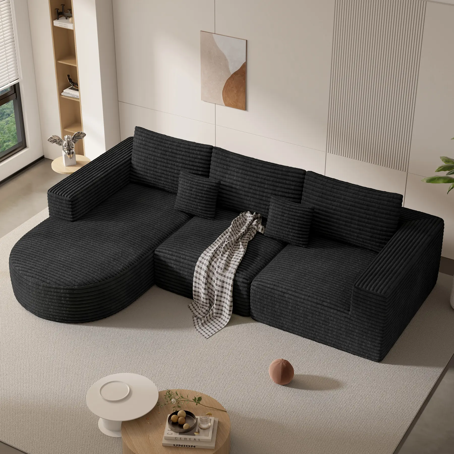 Sofá seccional modular de 110 pulgadas estilo "Cloud" – Beige, sin montaje