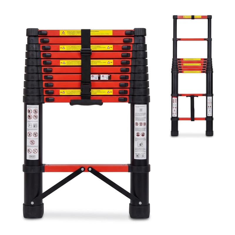 Escalera Telescópica Acero de Carbono 4 M 10 Peldaños
