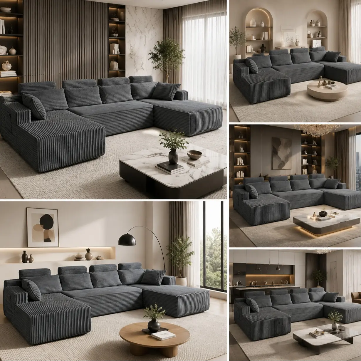Sofá seccional modular con asientos profundos para el Día del Padre