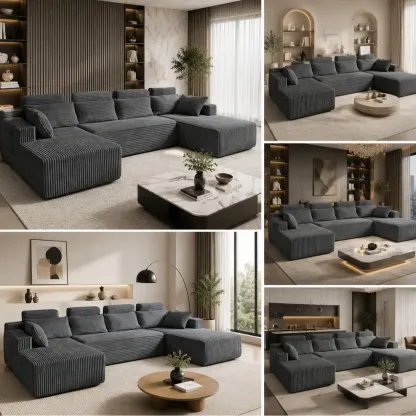 Sofá seccional modular con asientos profundos para el Día del Padre