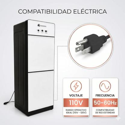 Dispensador de Agua Garrafón 28x26x89 cm 3 Temperaturas Fría Caliente Tibia con Grifos Metálicos y Gabinete de Almacenamiento