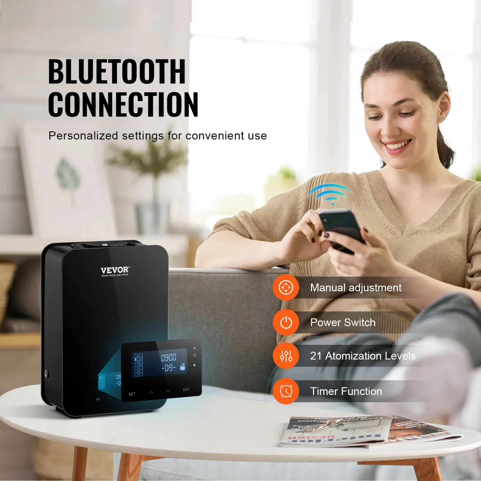 Difusor de aceites esenciales con Bluetooth para el hogar y la oficina