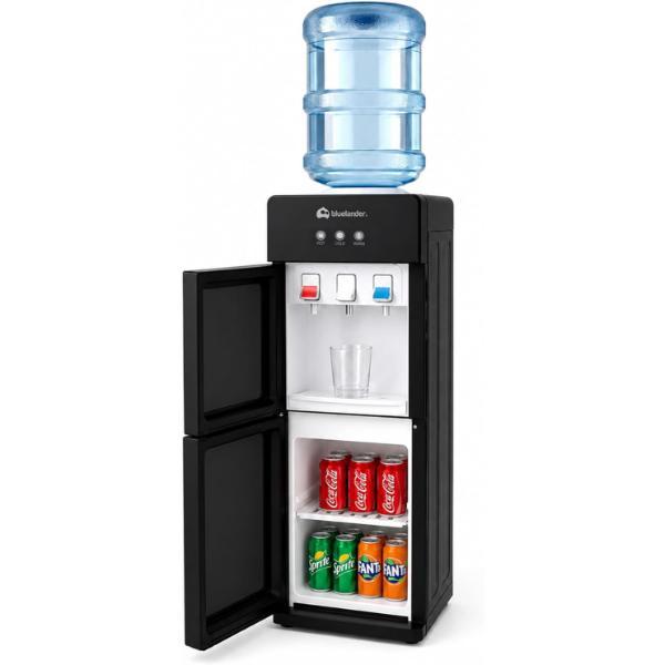 Dispensador de Agua Garrafón 28x26x89 cm 3 Temperaturas Fría Caliente Tibia con Grifos Metálicos y Gabinete de Almacenamiento
