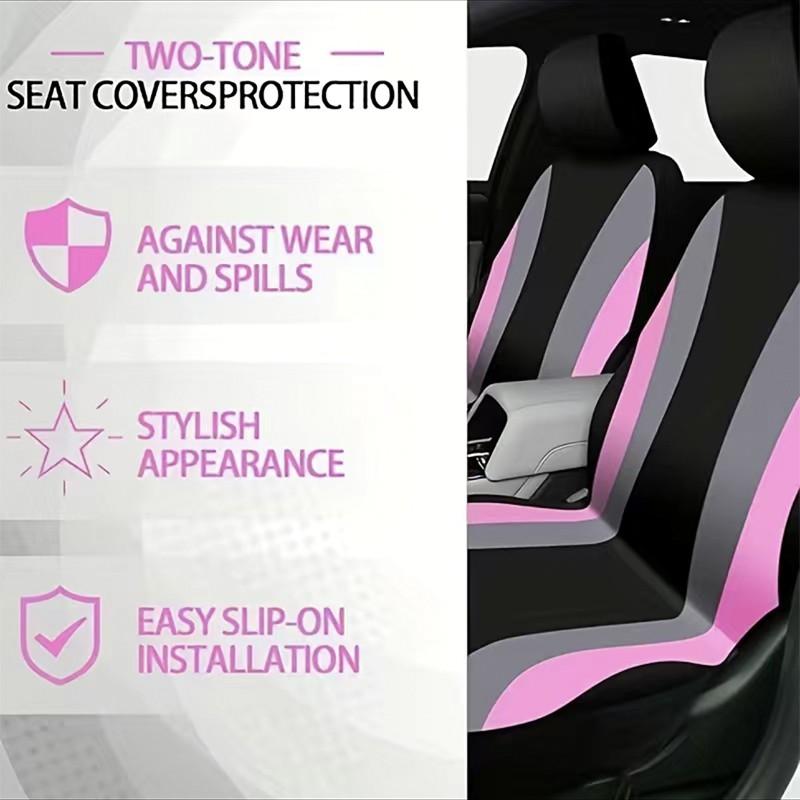 Juego de fundas para asientos y accesorios interiores: fundas de poliéster fino para 5 asientos, funda de felpa para el volante, almohadillas para los cinturones, funda para la palanca de cambios, adornos para el retrovisor, posavasos, tapones para válvul
