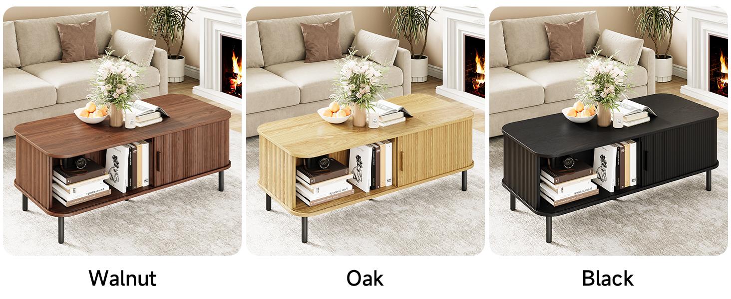 【DealsforYou】ONBRILL 31.5" Gorgeous Fluted Coffee Table, Round Mid Century Coffee Tables for Living Room, Cute Modern Wood Coffee Table, Drum Accent Small Center Table, Bedroom Furniture, Christmas Gift