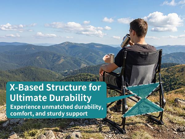 Stowaway Rocker ,Folding Camping Chair, Padded High Back, Adjustable Lumbar Support, Extra Wide for Adults, 5000 LBS Steel Frame, Portable Outdoor,summerwins
